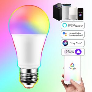 WiFi Smart Light Bulb 15W E27 LED Lamp Color Changing Magic RGB +White Work Alexa Google Home Yandex Alice Siri Dimmable Timer