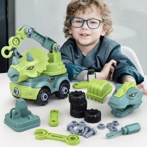 Kids DIY Screwing Dinosaurs Toys Engineering Truck Car Assembly Nuts Screw Boys Excavator Dump Truck Educational Toys For Boys