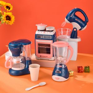 Kitchen Kids Play House Simulation Electric Life Household Appliances with Light Sound Bread Maker Oven Coffee Machine Girl Toys